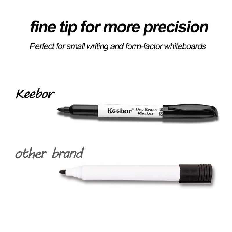 Keebor Fine Tip Dry Erase Markers, Black | Low-Odor | Non-Toxic, 16 Count White Board Dry Erase Markers, Office Supplies - Image 4